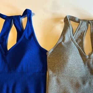 Yogalicious Blue and Gray Ribbed Tank Tops